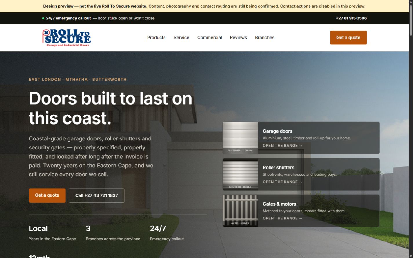 Preview of the Roll To Secure garage door concept