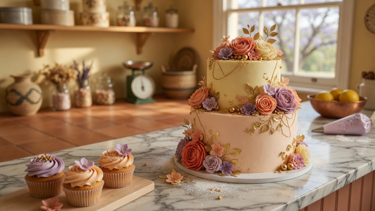 Concept image of a decorated celebration cake — not client work