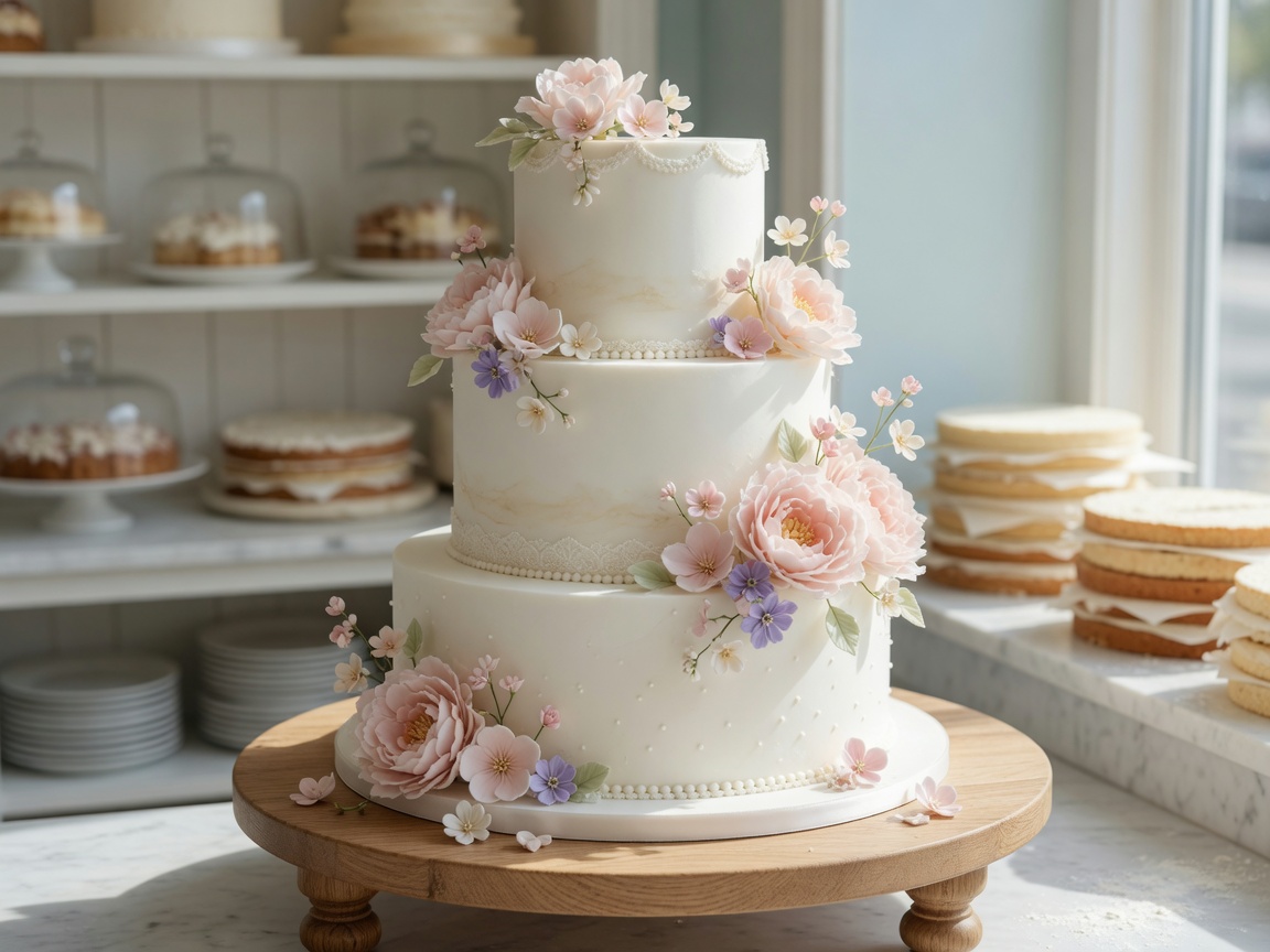 Concept image of a tiered wedding cake — not client work
