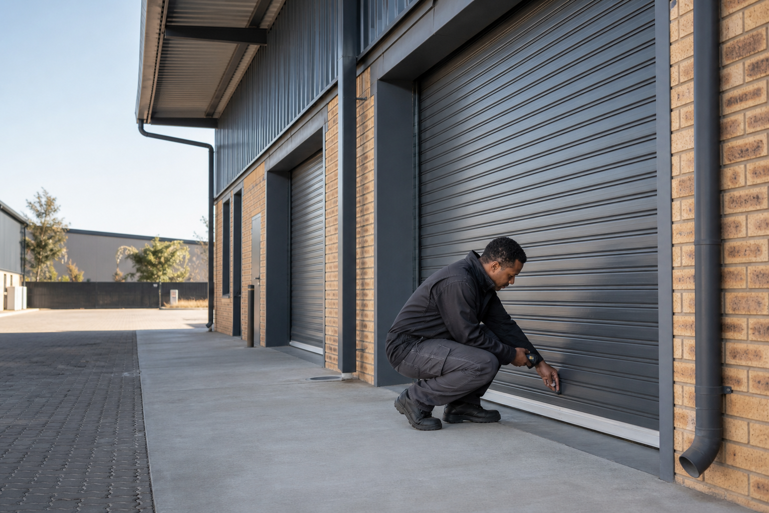 Photographic concept of a light-industrial roller-shutter inspection