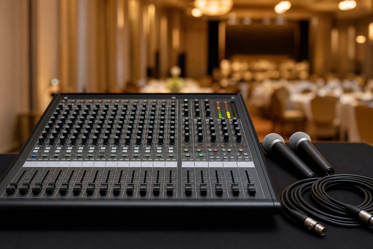Illustrative concept visual for Event sound hire; not client work, stock confirmation or an available service.