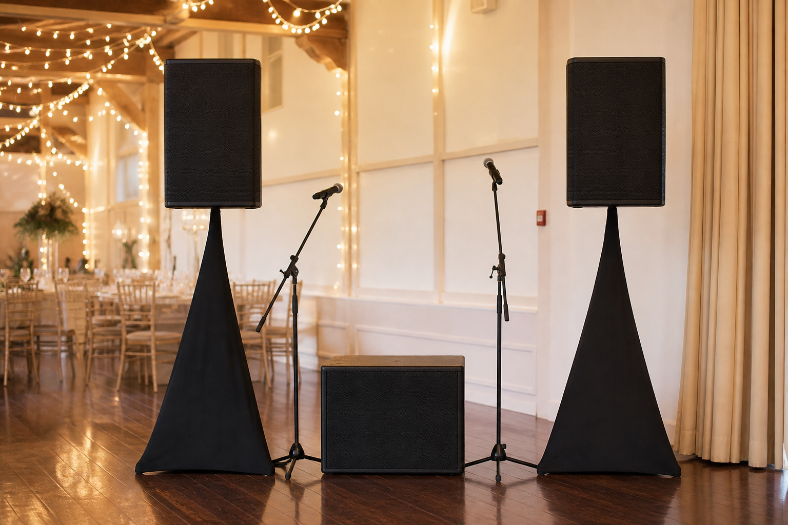 Illustrative concept visual for Event sound hire; not client work, stock confirmation or an available service.