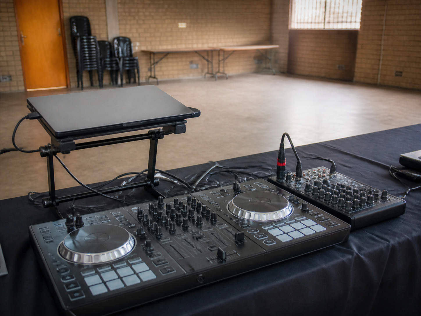 Concept image illustrating DJ equipment setup, not DJ performance â€” not client work